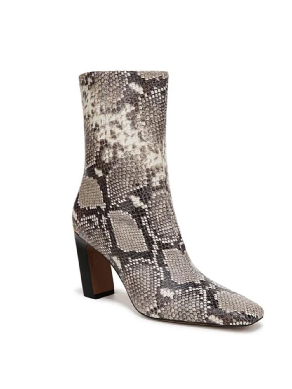 Franco Sarto Briar Animal Print heeled boots gray black snake - 7.5